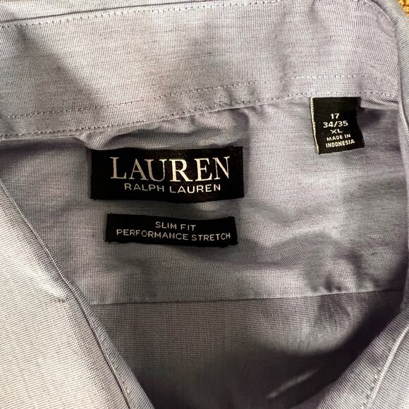 Lauren Ralph Lauren Ultraflex Slim Performance Stretch Blue Button Up Shirt, XL - Picture 2 of 7